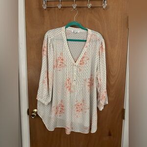 Plus Size, Floral, Polka Dot Blouse - Size 3X